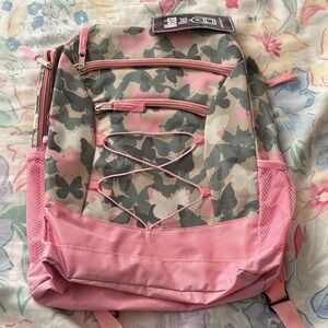 Stylish Pink and Green Butterfly Backpack for Girls